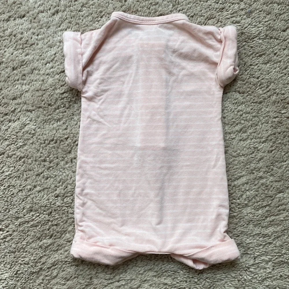 Lou Lou & Company Newborn‎ Romper Mae Pink White Stripe Shorts Romper